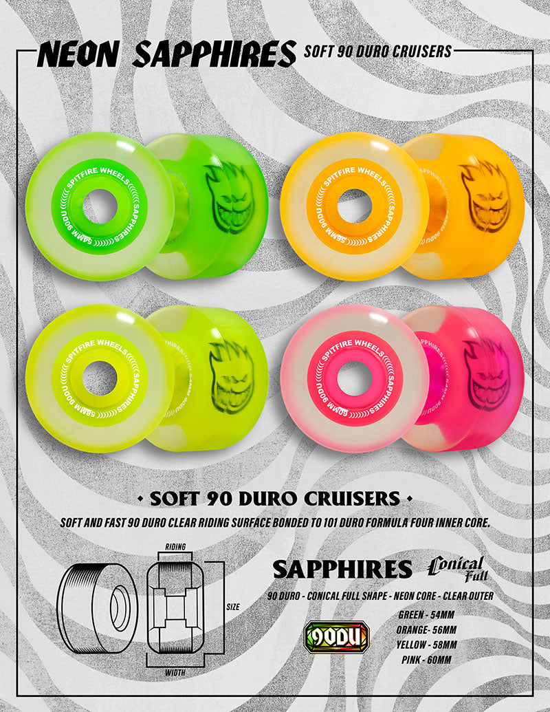 SPITFIRE WHEELS(スピットファイア ウィール)| SAPPHIRE CONICAL FULL / NEON GREEN - 54MM 90DU | スノーボード・スケートボードのTACTICS JAPAN