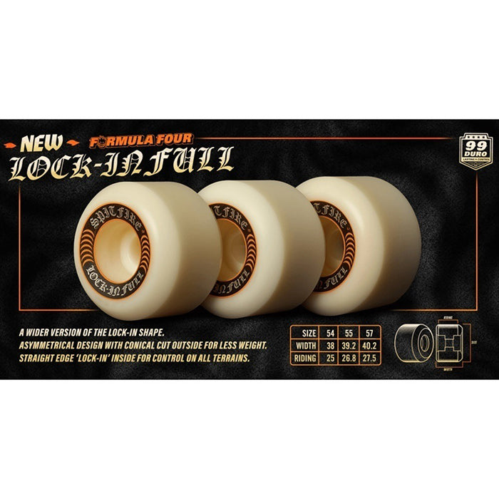 SPITFIRE WHEELS(スピットファイア ウィール)| FORMULA FOUR LOCK - IN FULL SHAPE - 55MM / 57MM 99DU | スノーボード・スケートボードのTACTICS JAPAN