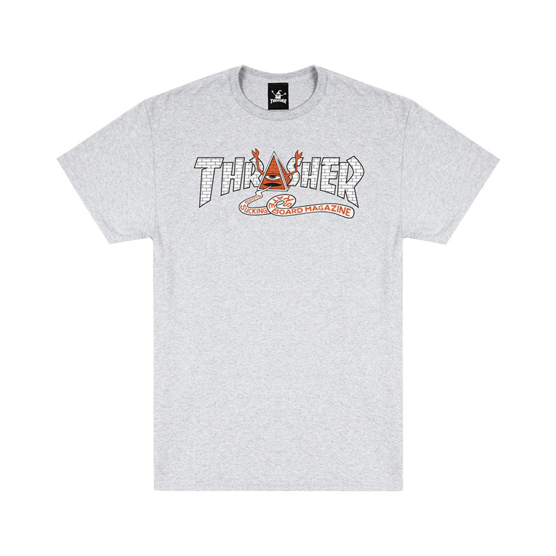 THRASHER X TOY MACHINE PYRAMID SS TEE / ASH