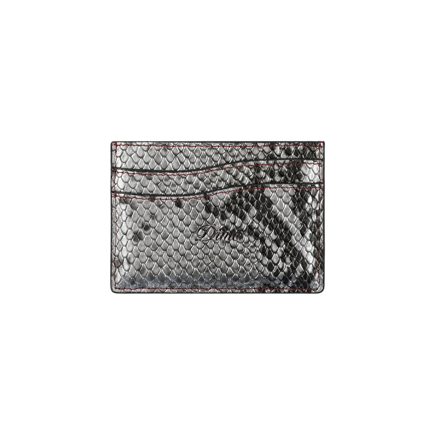 EMBOSSED LEATHER CARDHOLDER / GRAY SNAKE SKIN
