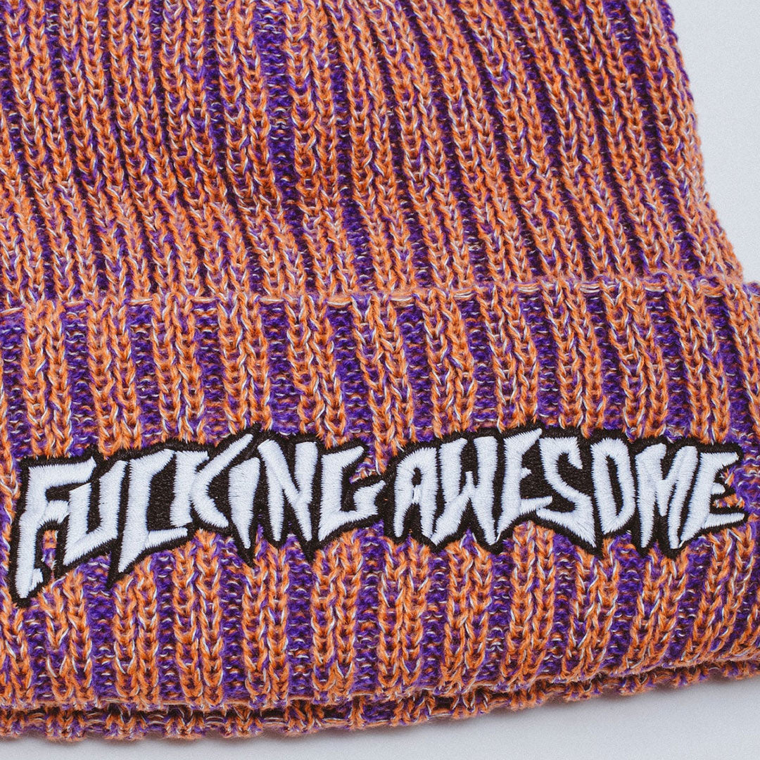 FUCKING AWESOME(ファッキン オーサム)| REFLECTIVE STRIPE BEANIE / ORANGE/PURPLE | スノーボード・スケートボードのTACTICS JAPAN