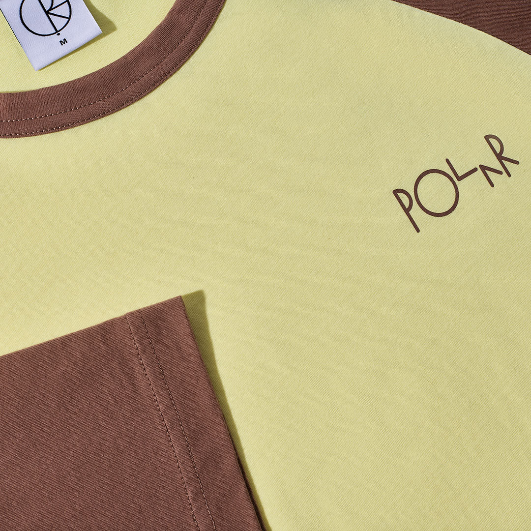POLAR SKATE CO.(ポーラー スケート カンパニー)| 3/4 SLEEVE TEE / CINNAMON/LIGHT YELLOW | スノーボード・スケートボードのTACTICS JAPAN