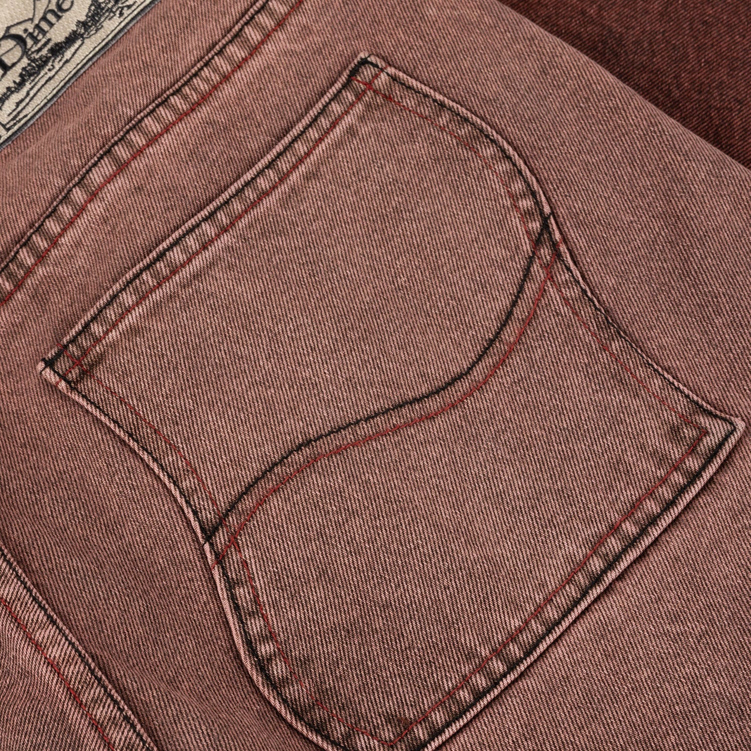 CLASSIC RELAXED DENIM PANTS / DIPPED SANDBLASTED BURGUNDY