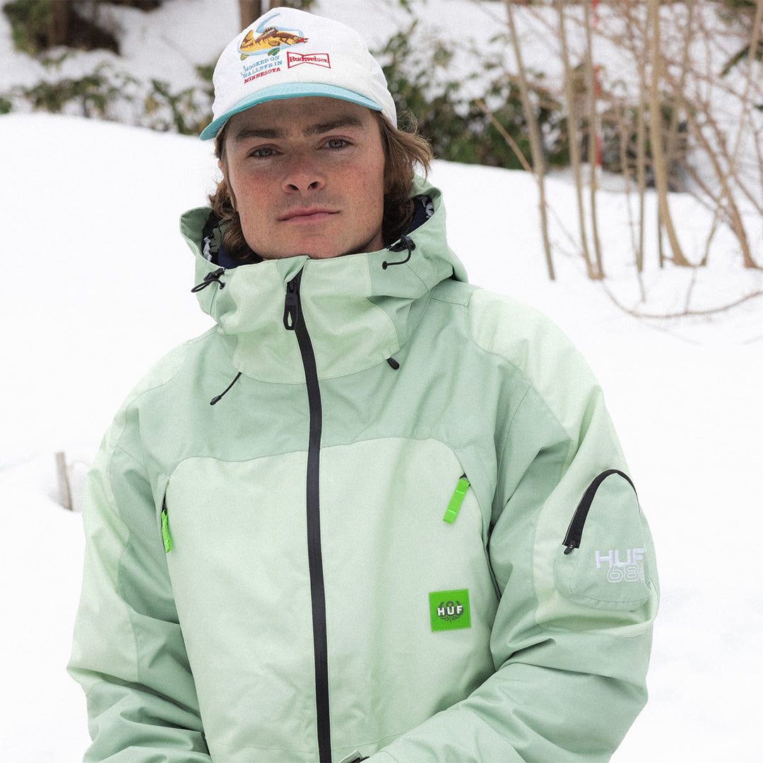 686 (シックス エイト シックス) | 686 X HUF DOUBLE H SHELL JACKE / HUF GREEN COLORBLOCK | スノーボード・スケートボードのTACTICS JAPAN
