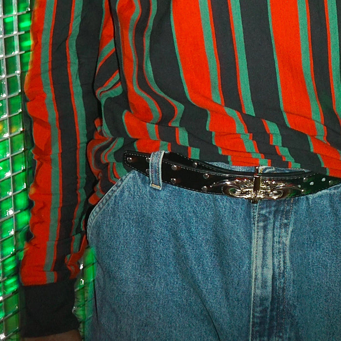 STINGWATER(スティングウォーター)| MOSES STUDDED THIN BELT / CHROME | スノーボード・スケートボードのTACTICS JAPAN