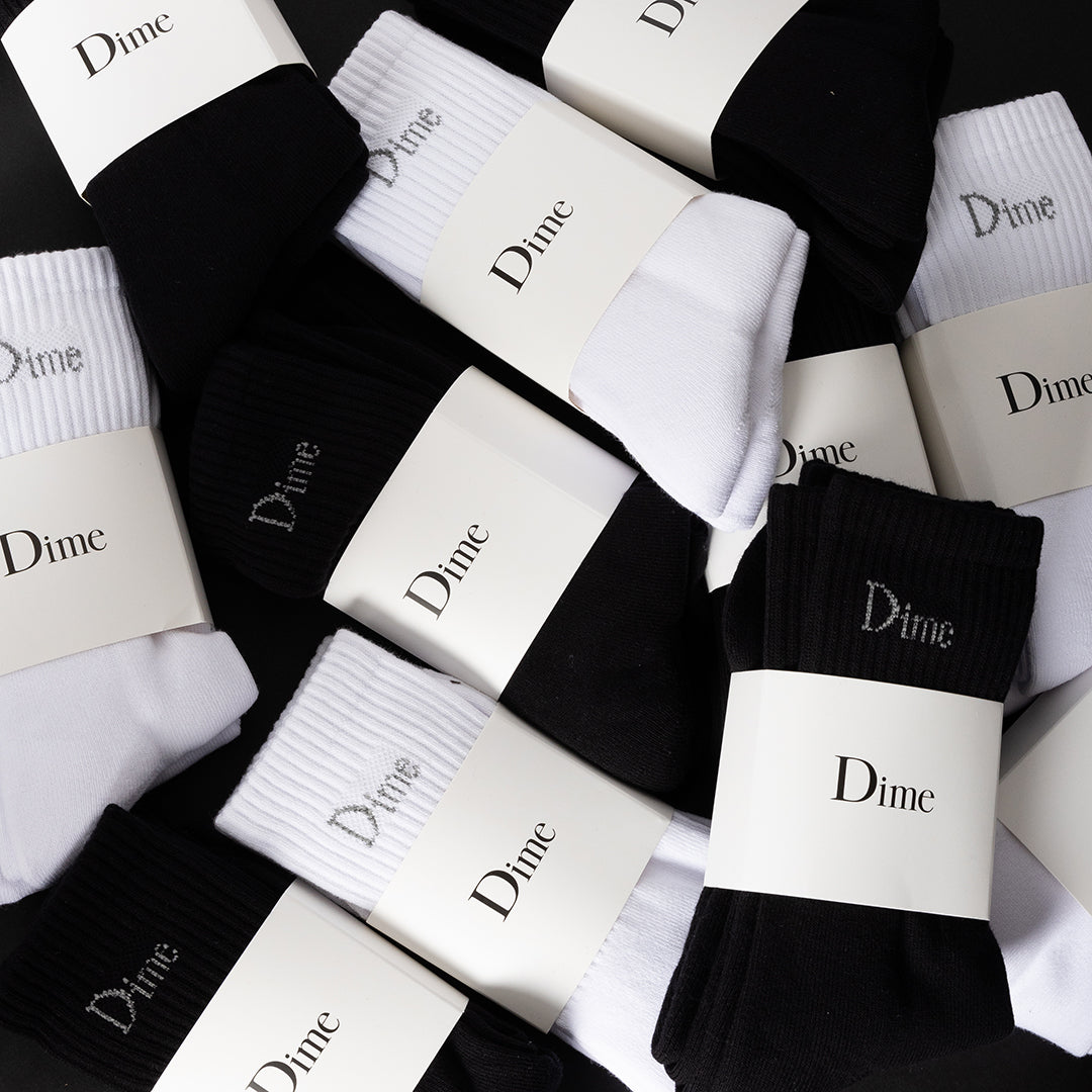 DIME MTL(ダイム モントリオール)| CLASSIC 2 PACK LONG SOCKS / WHITE | スノーボード・スケートボードのTACTICS JAPAN