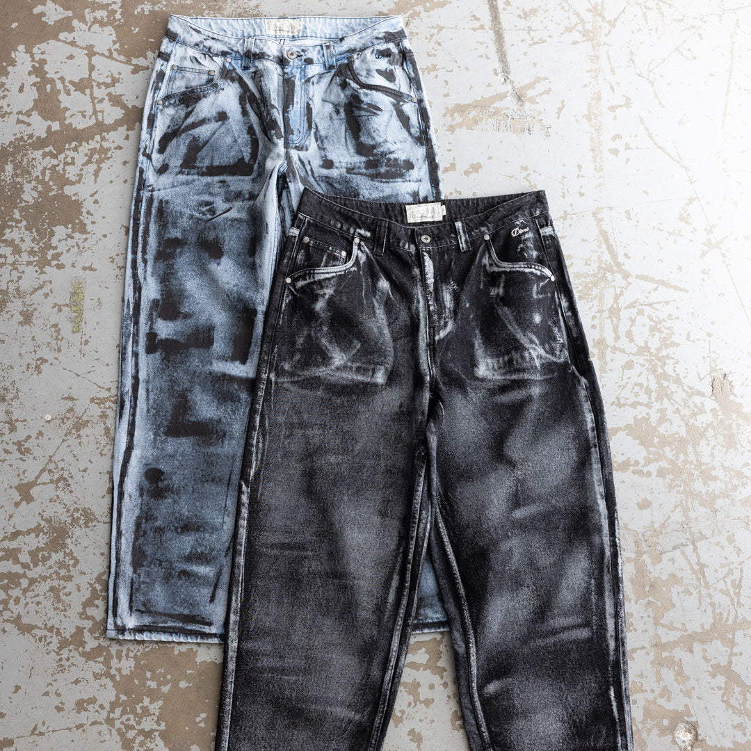 BAGGY DENIM PANTS / BLACK WHITEPRINT