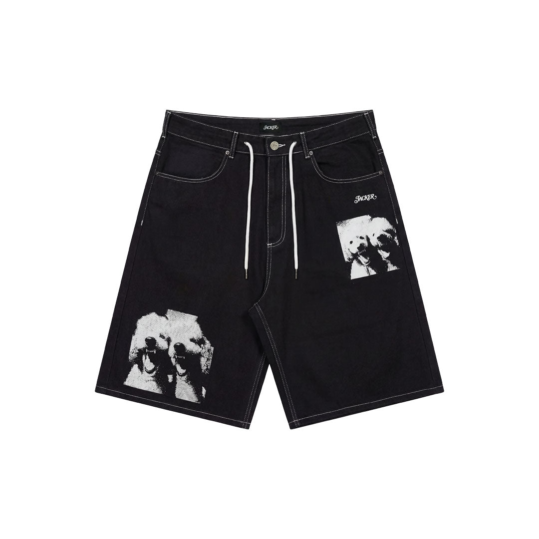 BAGGY SHORT POODLE PALS / BLACK