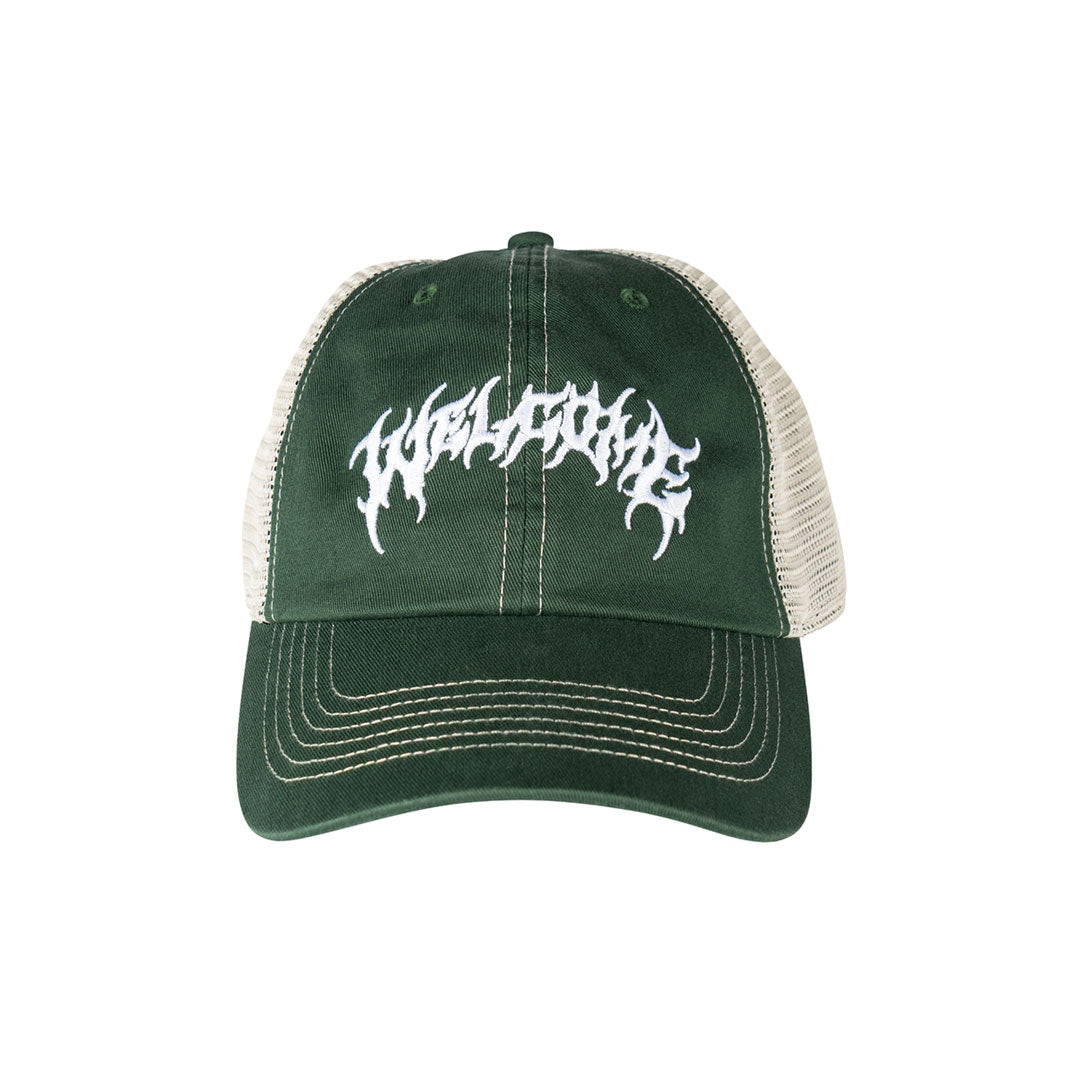 WELCOME SKATEBOARDS(ウェルカム スケートボード)| BARB CONTRAST LOW-PROFILE TRUCKER / GREEN / OFF-WHITE MESH | スノーボード・スケートボードのTACTICS JAPAN