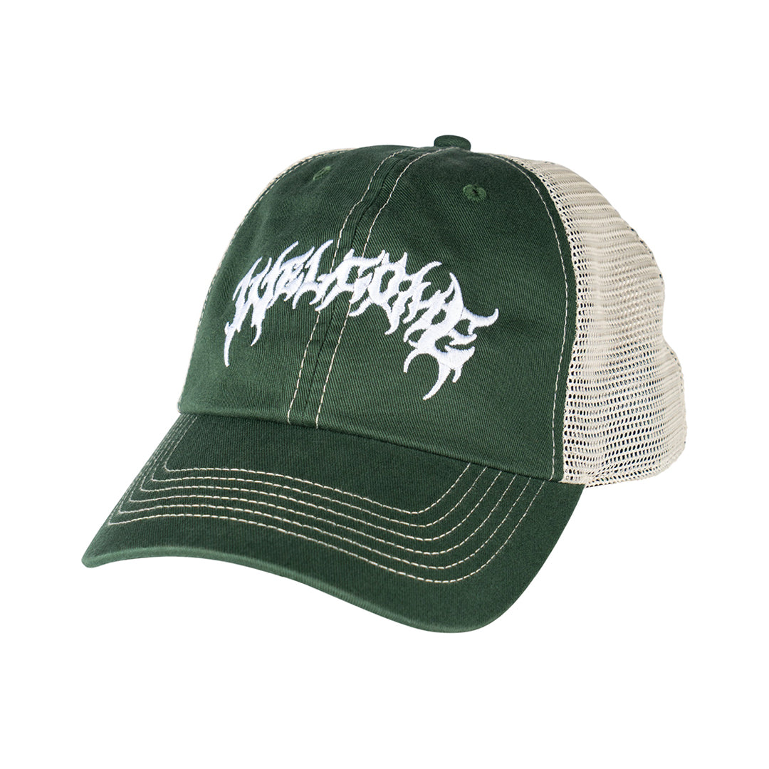 WELCOME SKATEBOARDS(ウェルカム スケートボード)| BARB CONTRAST LOW-PROFILE TRUCKER / GREEN / OFF-WHITE MESH | スノーボード・スケートボードのTACTICS JAPAN