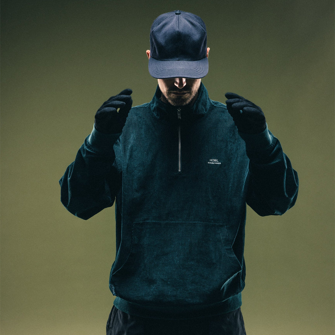 HOWL SUPPLY(ハウル サプライ)| CORDUROY HALF ZIP / GREEN | スノーボード・スケートボードのTACTICS JAPAN
