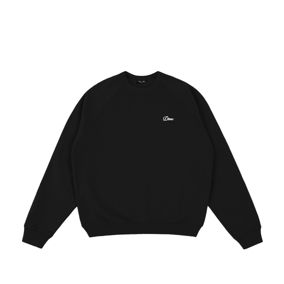 DIME MTL(ダイム モントリオール)| CURSIVE SMALL LOGO CREWNECK / BLACK | スケートボード・スノーボードのTACTICS JAPAN