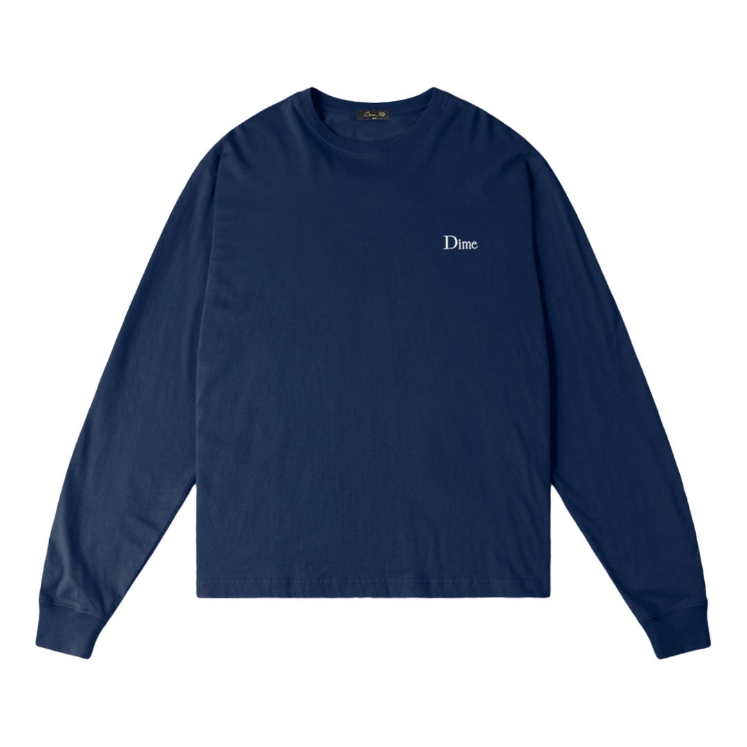DIME MTL(ダイム モントリオール) | CLASSIC SMALL LOGO LS T-SHIRT / MIDNIGHT NAVY | スノーボード・スケートボードのTACTICS JAPAN