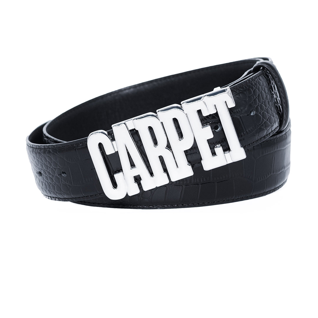 CARPET CROCSKIN LEATHER BELT / BLACK
