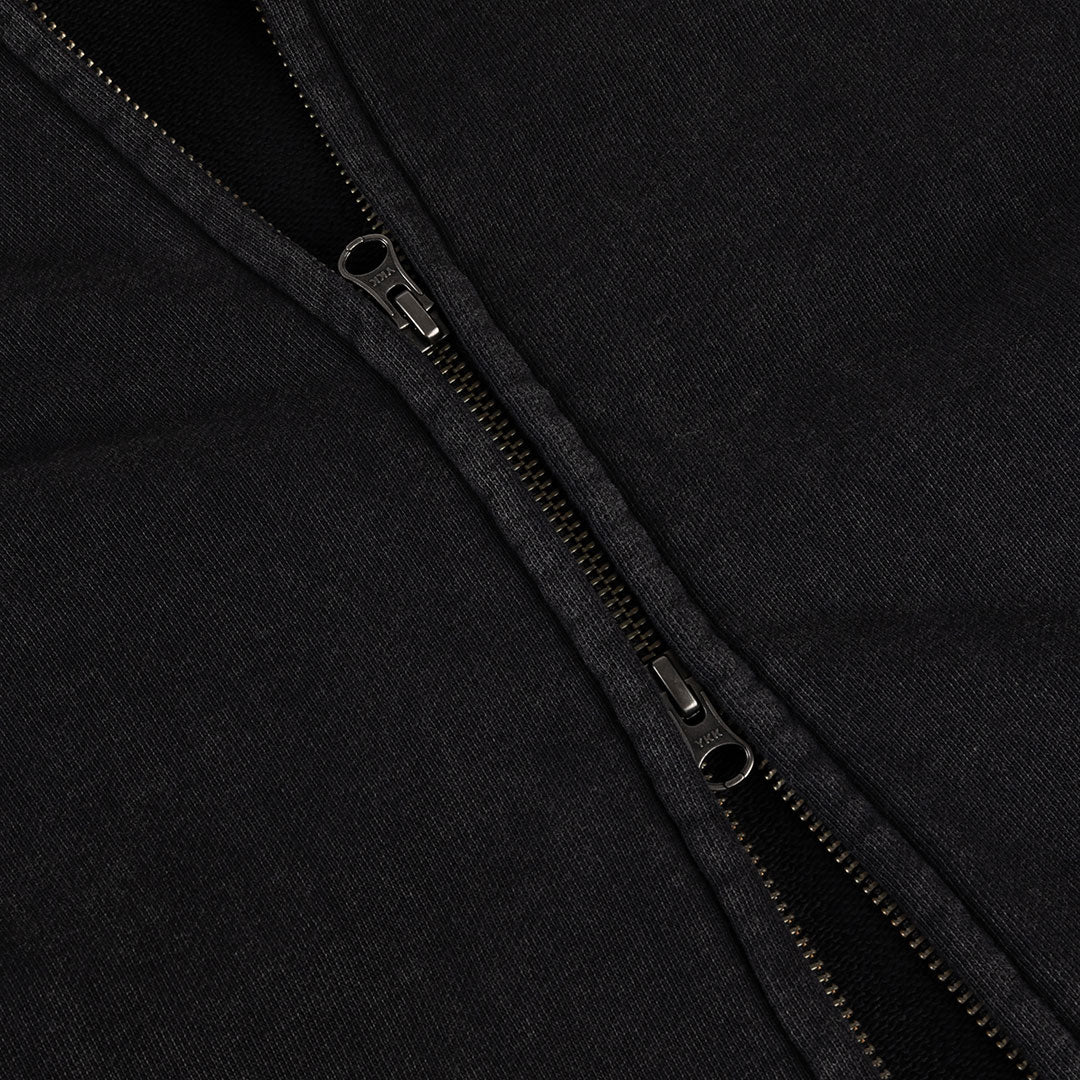 DIME(ダイム)| DISTRESSED TERRY ZIP HOODIE / ACID BLACK | スノーボード・スケートボードのTACTICS JAPAN