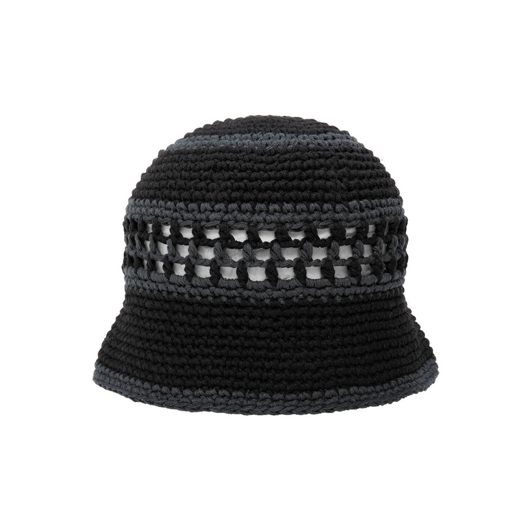 DUAL MESH CROCHET HAT / BLACK