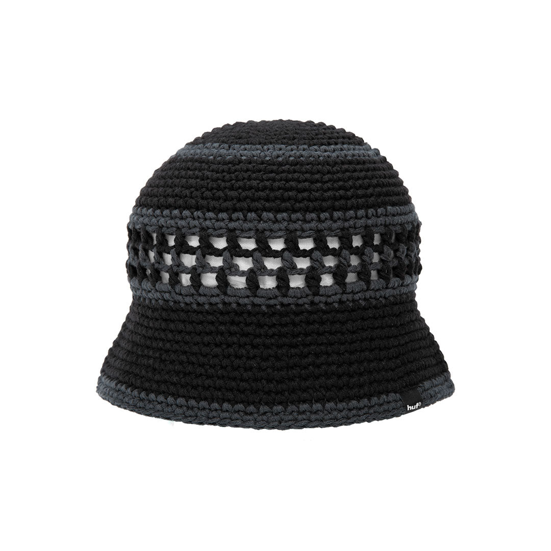 DUAL MESH CROCHET HAT / BLACK