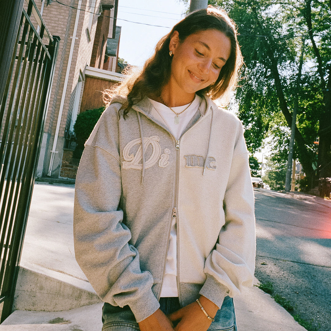 DIME MTL(ダイム モントリオール)| REVERSE FRENCH TERRY ZIP HOODIE / HEATHER GRAY | スノーボード・スケートボードのTACTICS JAPAN