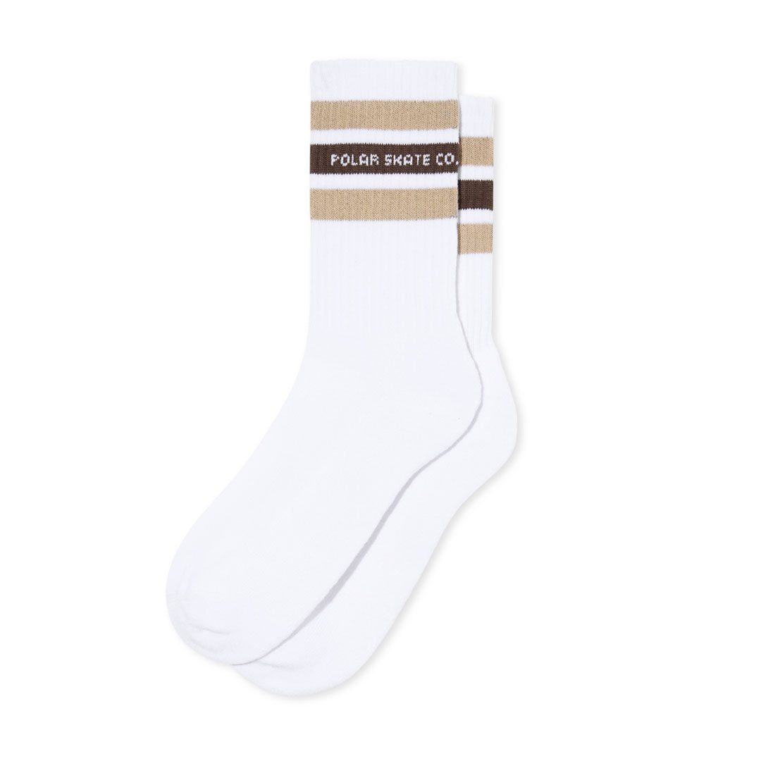 POLAR SKATE CO.(ポーラー スケート カンパニー)| RIB SOCKS FAT STRIPE / WHITE/BEIGE | スノーボード・スケートボードのTACTICS JAPAN