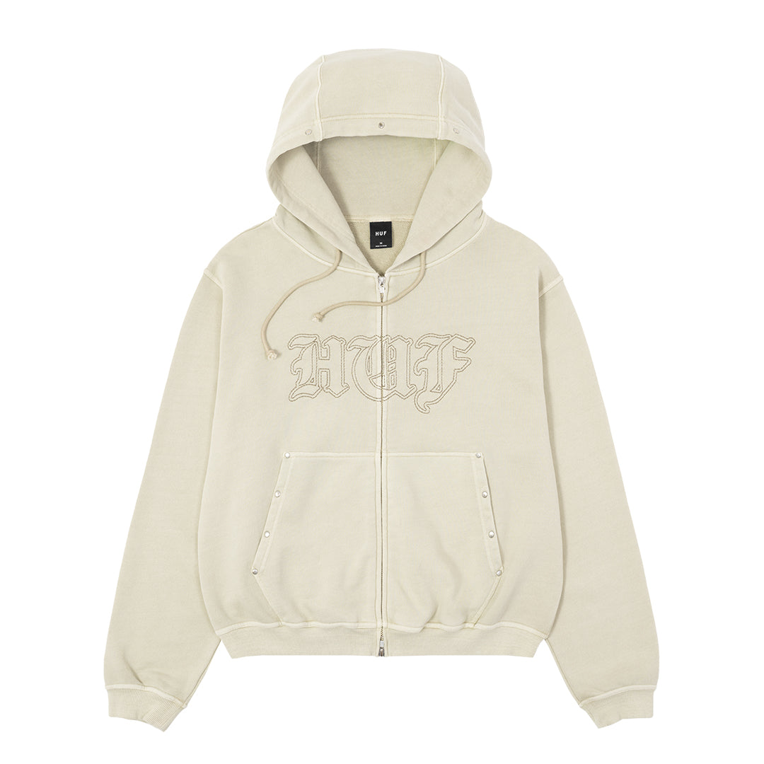 HUF WORLDWIDE(ハフ ワールドワイド)| STUDDED F/Z HOODIE / BEIGE | スノーボード・スケートボードのTACTICS JAPAN