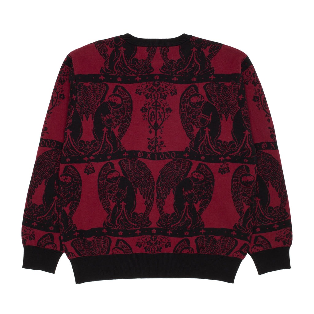 GX1000(ジーエックス ワンサウザンド)| JACQUARD KNIT ANGEL SWEATER / BLACK/MAROON | スノーボード・スケートボードのTACTICS JAPAN