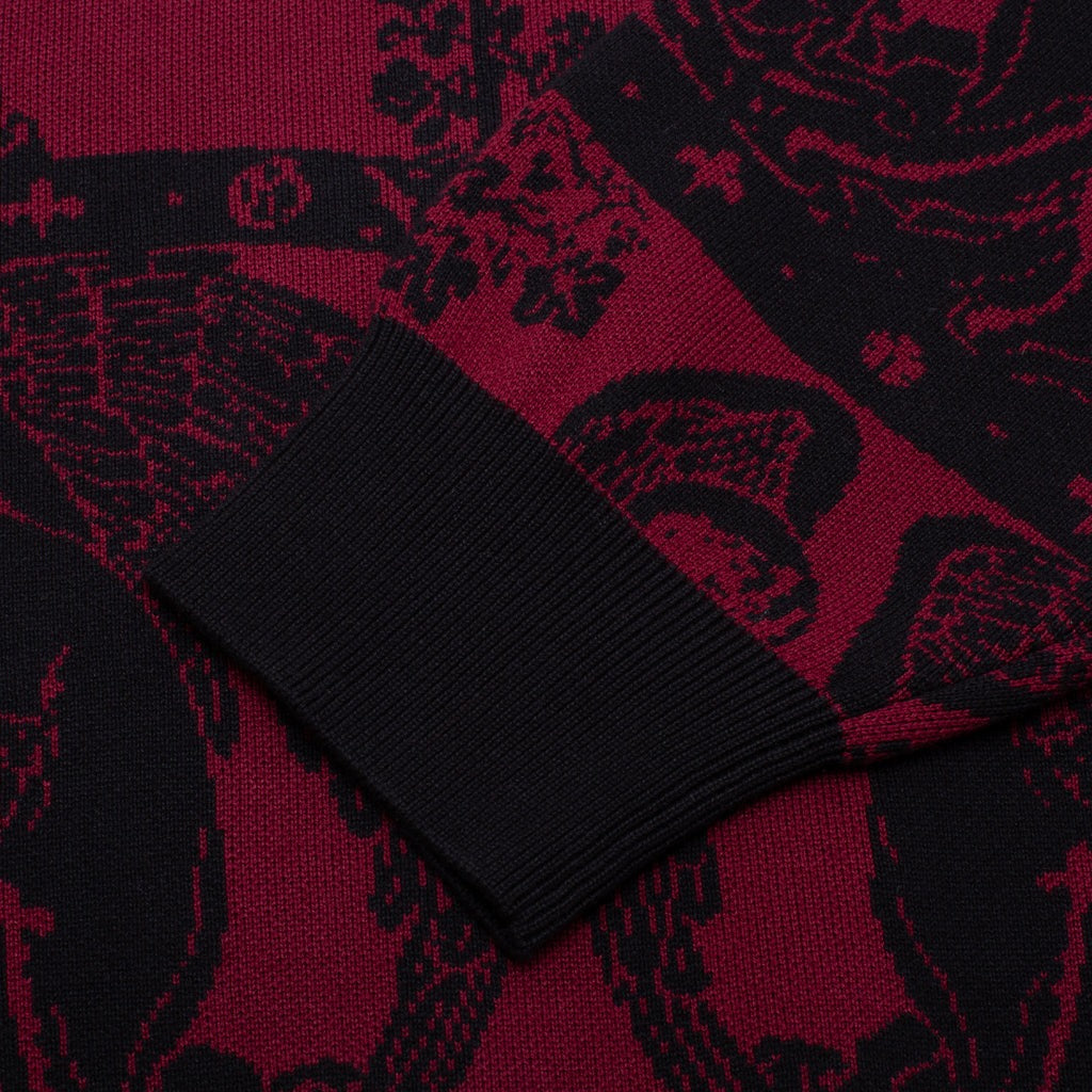 GX1000(ジーエックス ワンサウザンド)| JACQUARD KNIT ANGEL SWEATER / BLACK/MAROON | スノーボード・スケートボードのTACTICS JAPAN