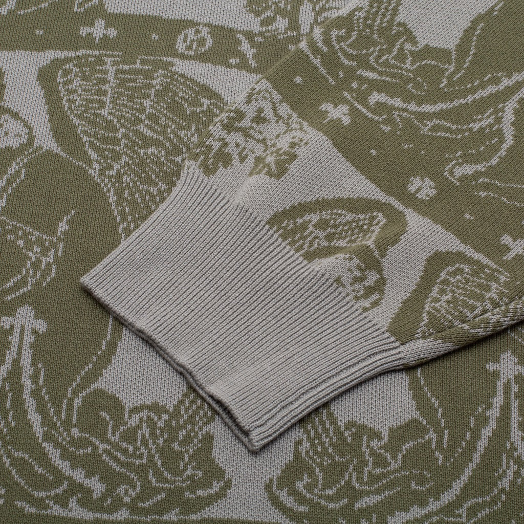 GX1000(ジーエックス ワンサウザンド)| JACQUARD KNIT ANGEL SWEATER / GRAY/GREEN | スノーボード・スケートボードのTACTICS JAPAN