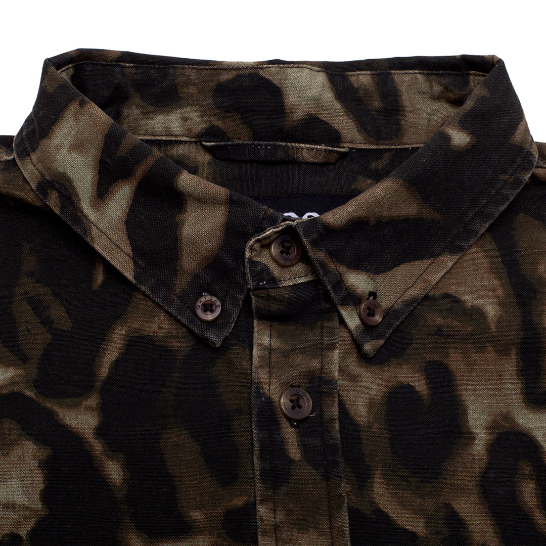 GX1000(ジーエックス ワンサウザンド)| LONG SLEEVE BUTTON DOWN / BROWN LEOPARD CAMO | スノーボード・スケートボードのTACTICS JAPAN