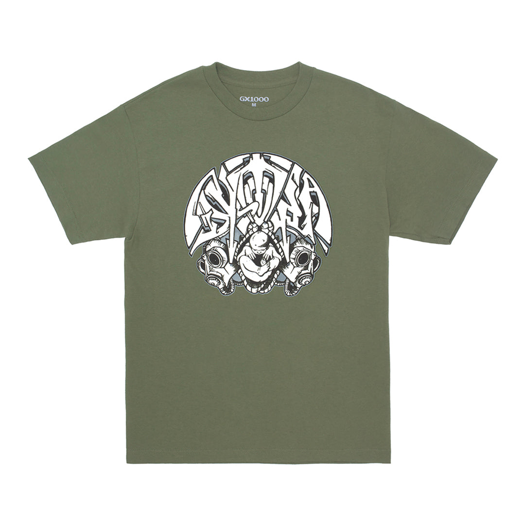 GX1000(ジーエックス ワンサウザンド)| DYSTOPIA GAS MASK TEE / MILITARY GREEN | スノーボード・スケートボードのTACTICS JAPAN