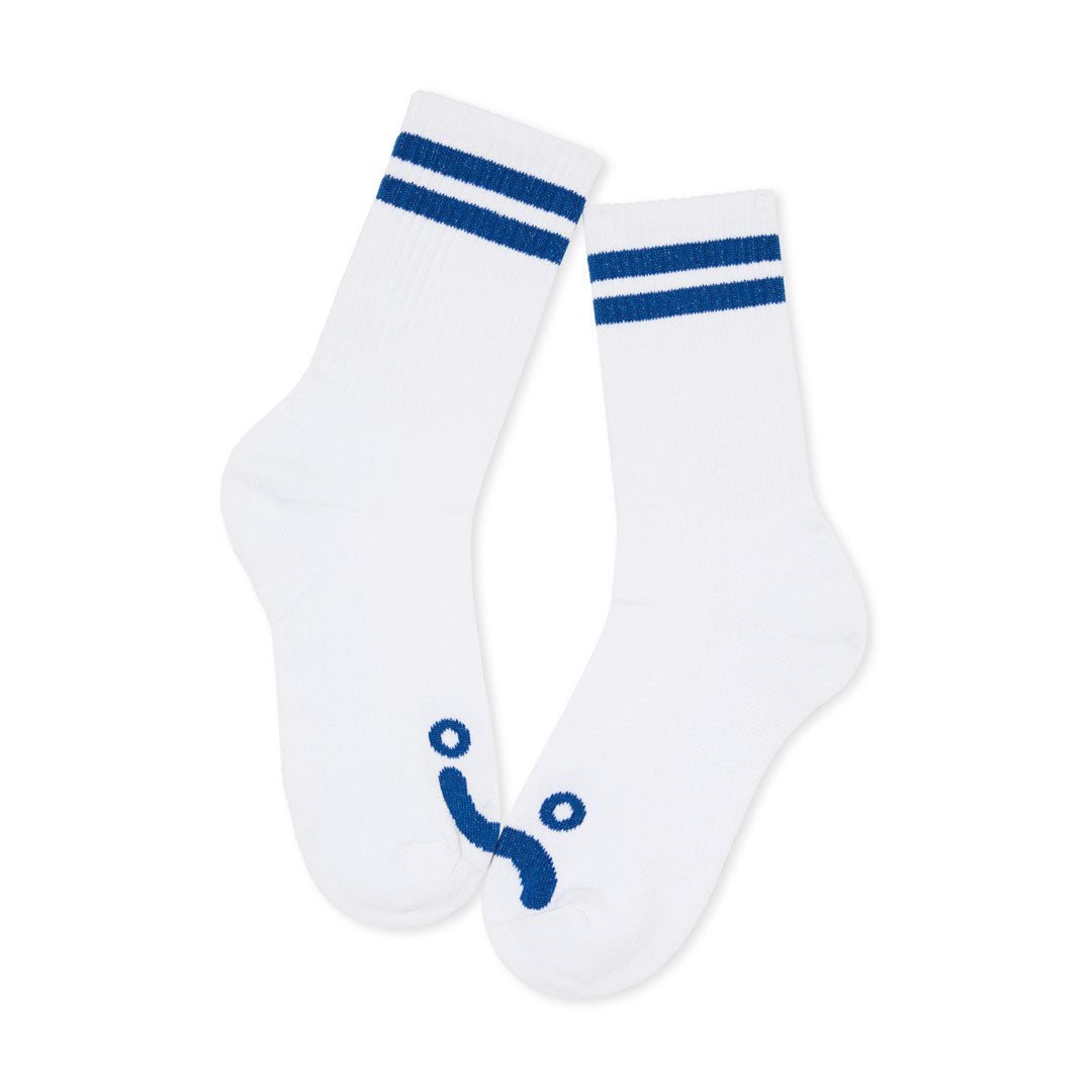 POLAR SKATE CO.(ポーラー スケート カンパニー)| RIB SOCKS HAPPY SAD / WHITE/BLUE | スノーボード・スケートボードのTACTICS JAPAN