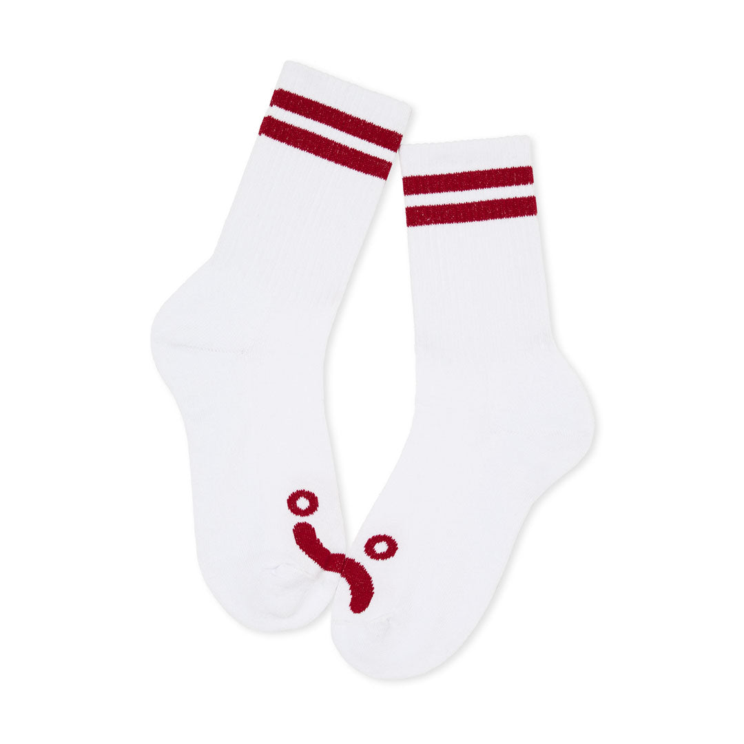 POLAR SKATE CO.(ポーラー スケート カンパニー)| RIB SOCKS HAPPY SAD / WHITE/RED | スノーボード・スケートボードのTACTICS JAPAN