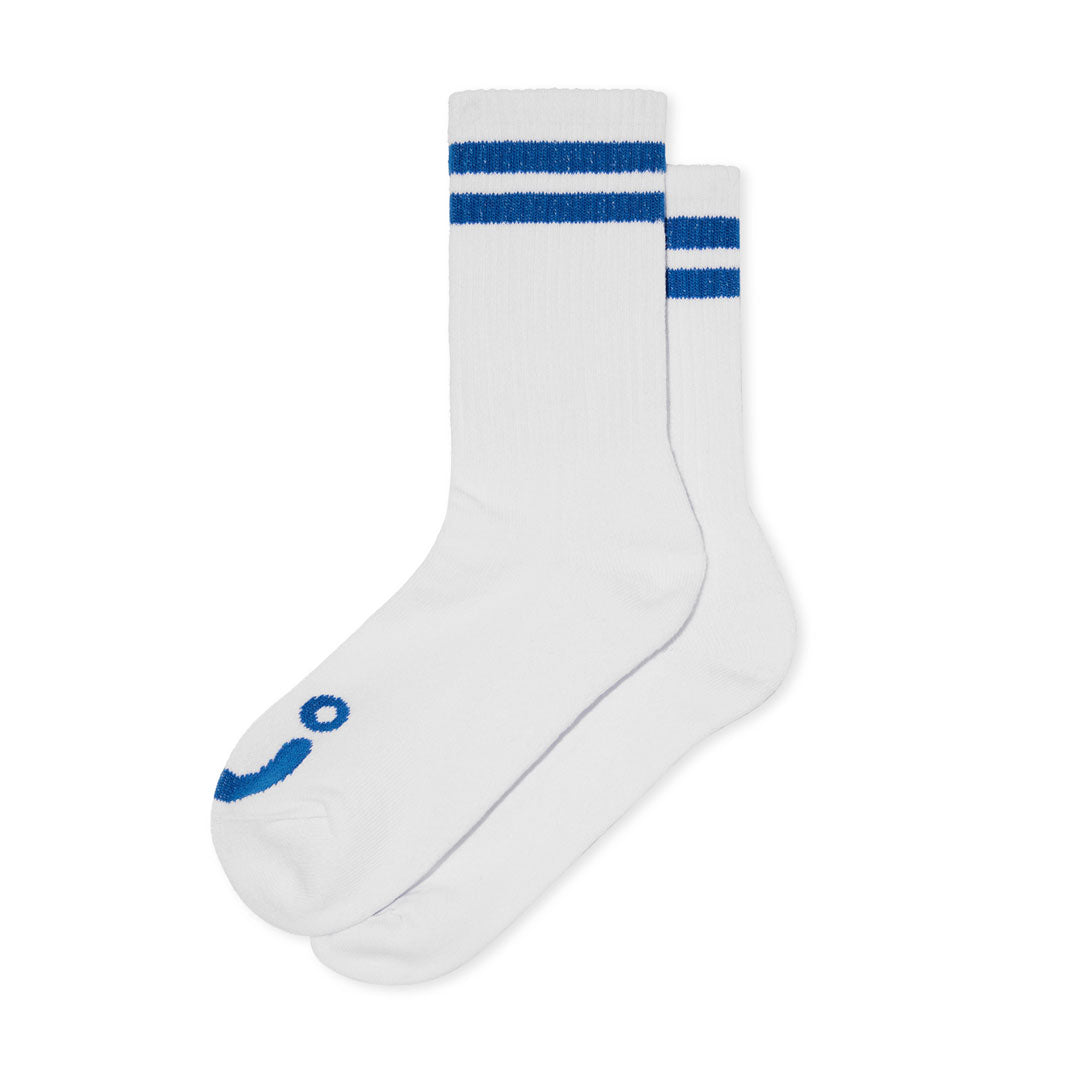 POLAR SKATE CO.(ポーラー スケート カンパニー)| RIB SOCKS HAPPY SAD / WHITE/BLUE | スノーボード・スケートボードのTACTICS JAPAN