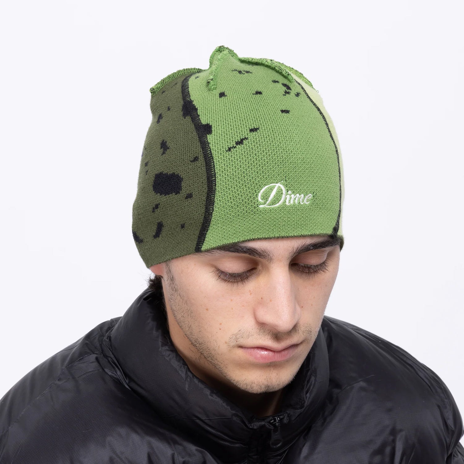 REVERSE STITCH SKULLY BEANIE / GREEN