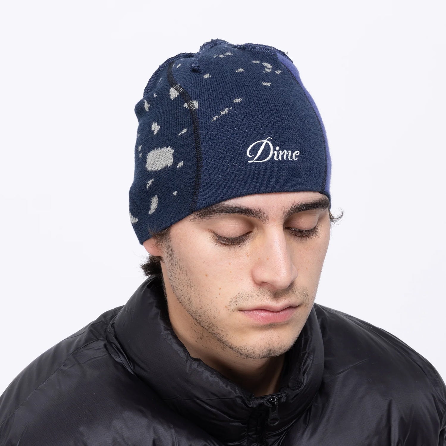 REVERSE STITCH SKULLY BEANIE / NAVY