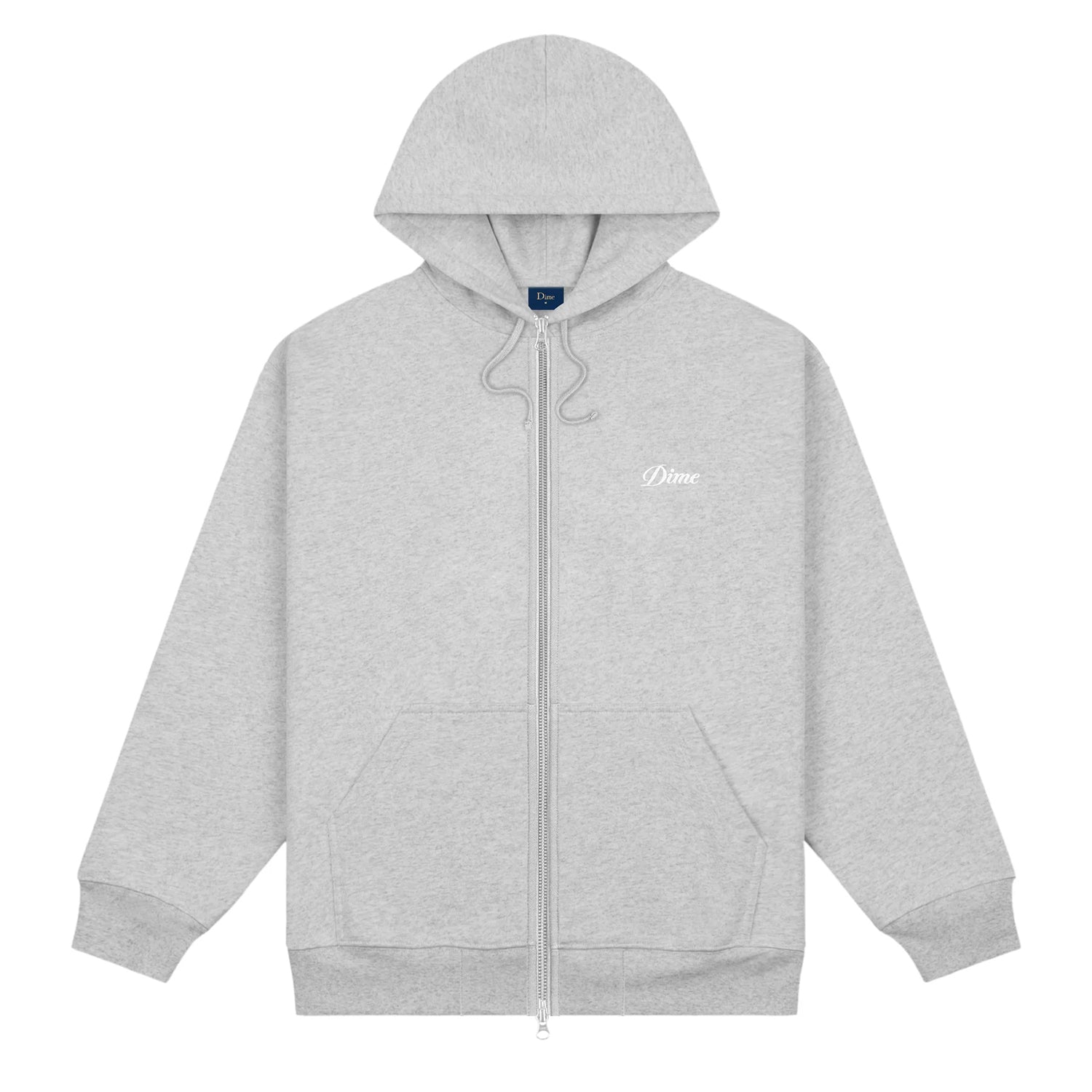 CURSIVE SMALL LOGO ZIP-HOODIE / GRAY