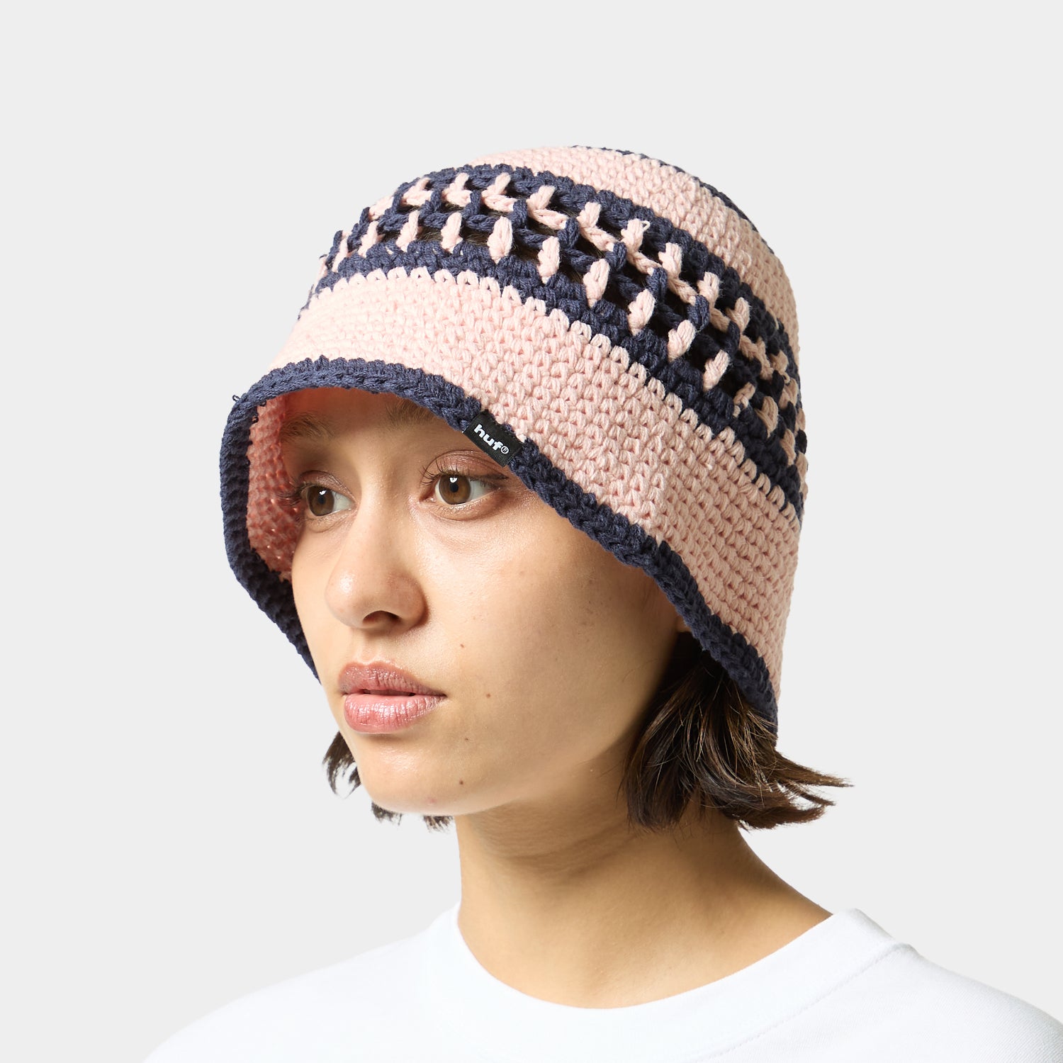 DUAL MESH CROCHET HAT / PEACH