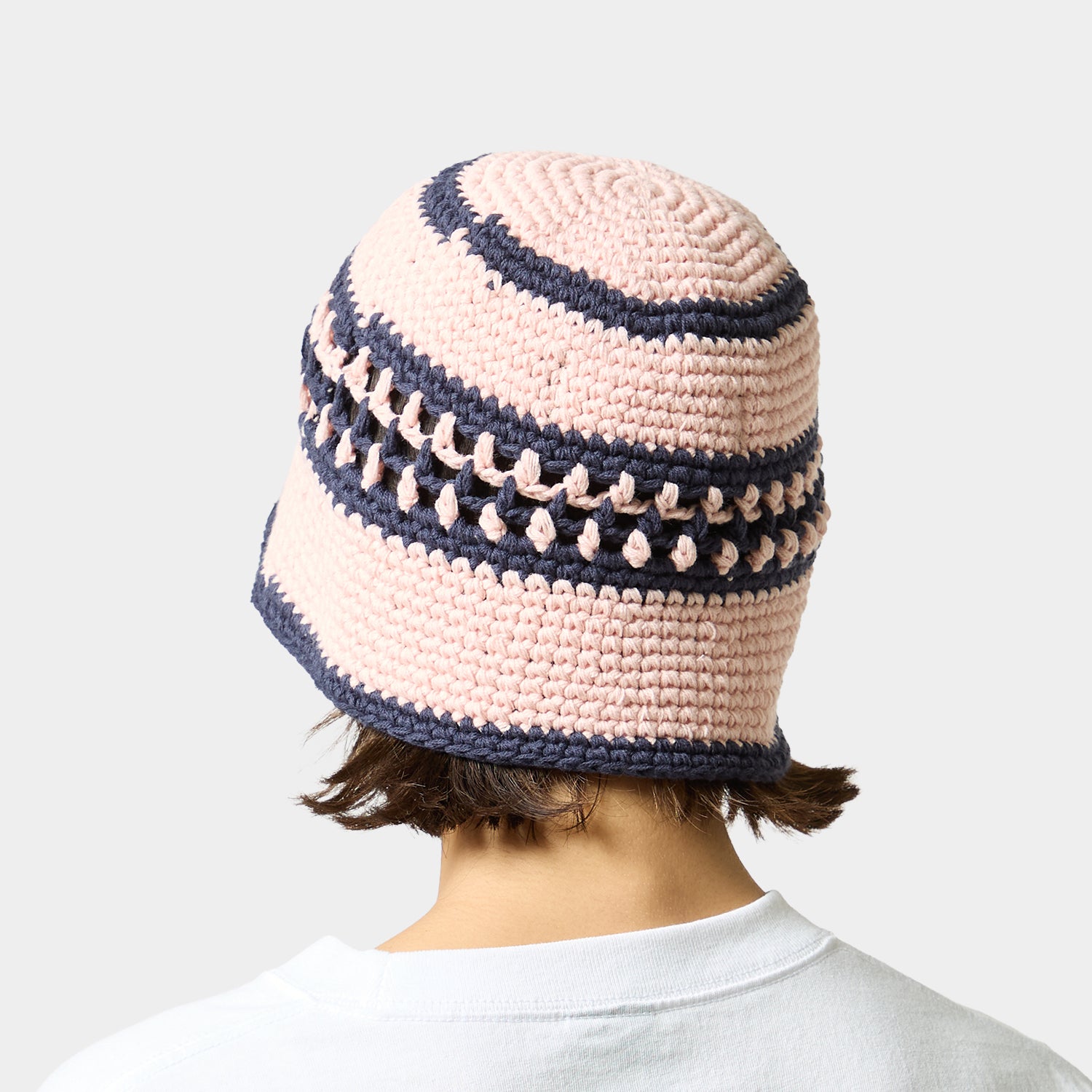 DUAL MESH CROCHET HAT / PEACH