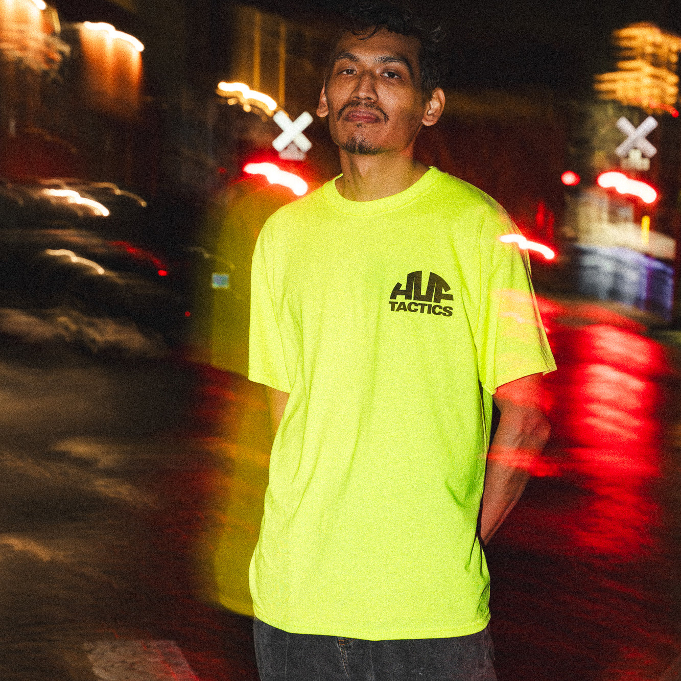 HUF X TACTICS MIXER TEE / SAFETY GREEN