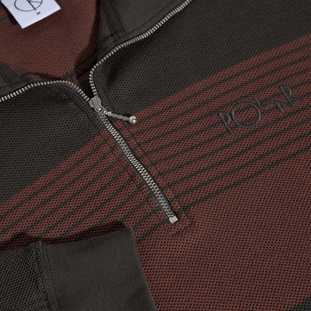 POLAR SKATE CO. (ポーラー スケート カンパニー)| PIQUE HALF ZIP LS SHIRT / DIRTY BLACK BROWNSTONE | スノーボード・スケートボードのTACTICS JAPAN