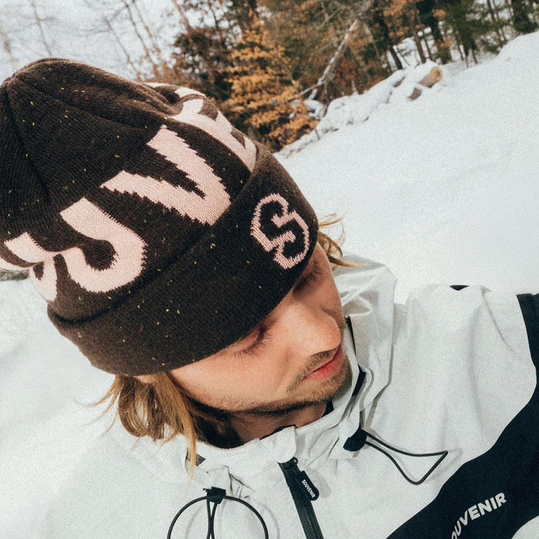 SOUVENIR SNOWBOARDING (スーベニア スノーボーディング)| SPECKLED YARN JACQUARD CUFF BEANNIE / CHOCOLATE | スノーボード・スケートボードのTACTICS JAPAN