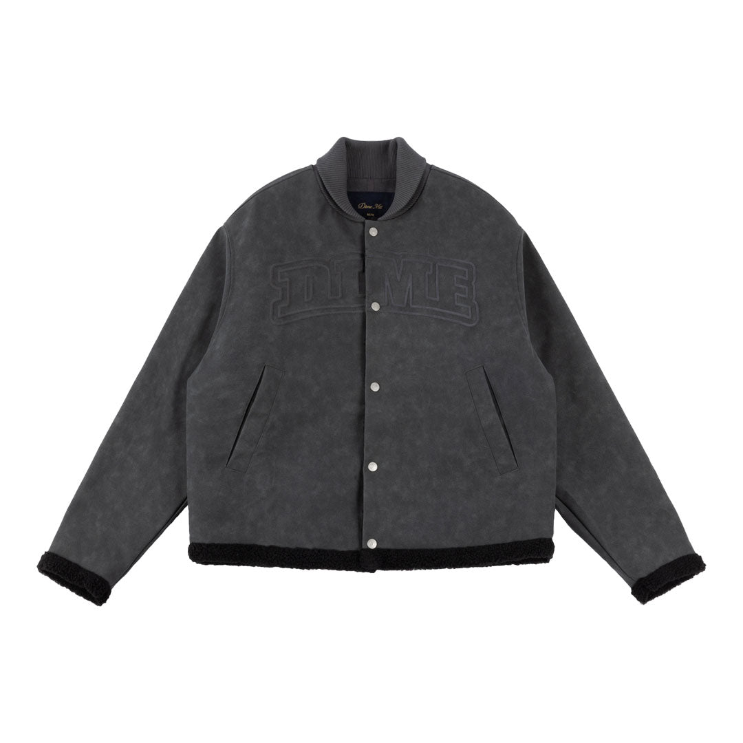 DIME(ダイム)| FAUX SUEDE VARSITY JACKET / CHARCOAL | スノーボード・スケートボードのTACTICS JAPAN