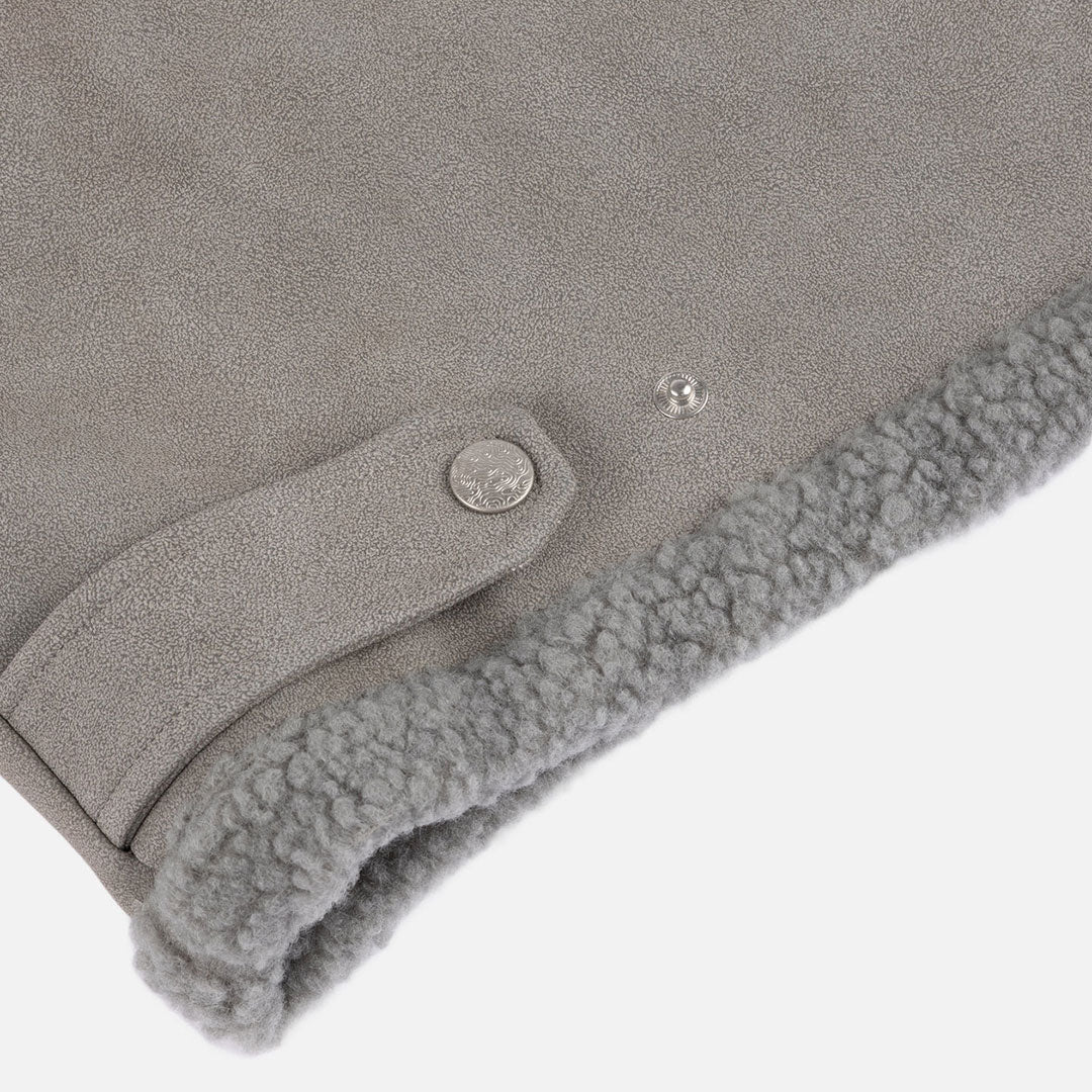 FAUX SUEDE VARSITY JACKET / GRAY