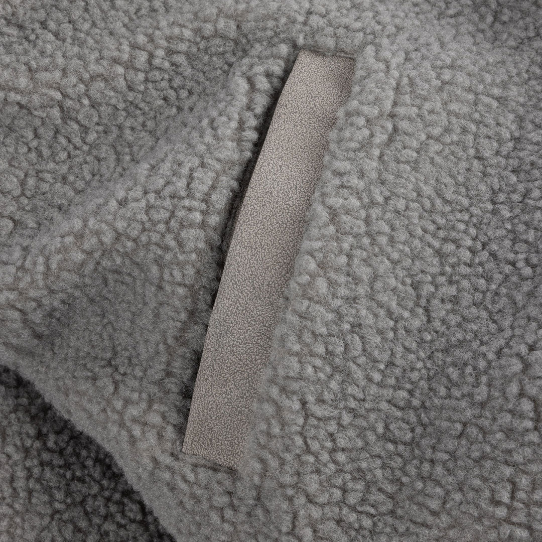 FAUX SUEDE VARSITY JACKET / GRAY