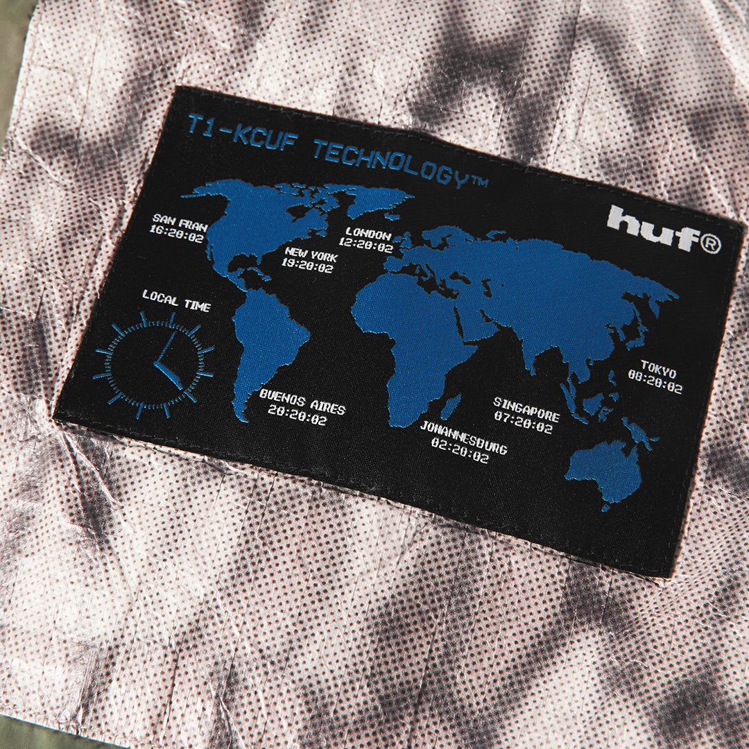 HUF WORLDWIDE(ハフ ワールドワイド)| 89 WARPED CAMO TYVEK PUFFER / MUTED CAMO | スノーボード・スケートボードのTACTICS JAPAN