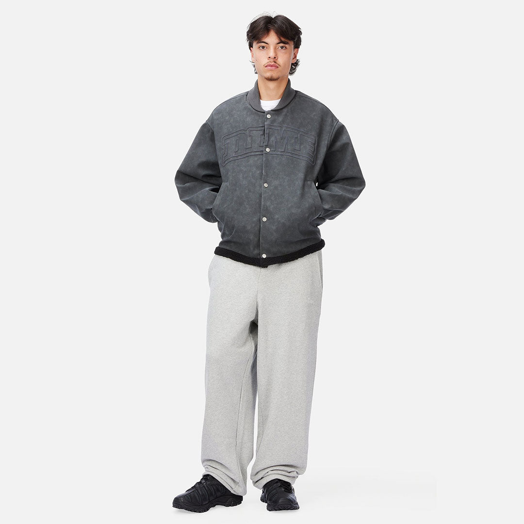 DIME(ダイム)| FAUX SUEDE VARSITY JACKET / CHARCOAL | スノーボード・スケートボードのTACTICS JAPAN