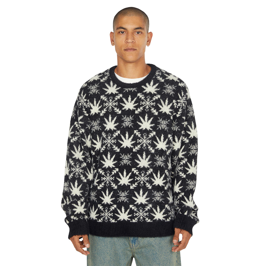 HUF WORLDWIDE(ハフ ワールドワイド)| ARCTIC PLANTLIFE CREWNECK / BLACK | スノーボード・スケートボードのTACTICS JAPAN