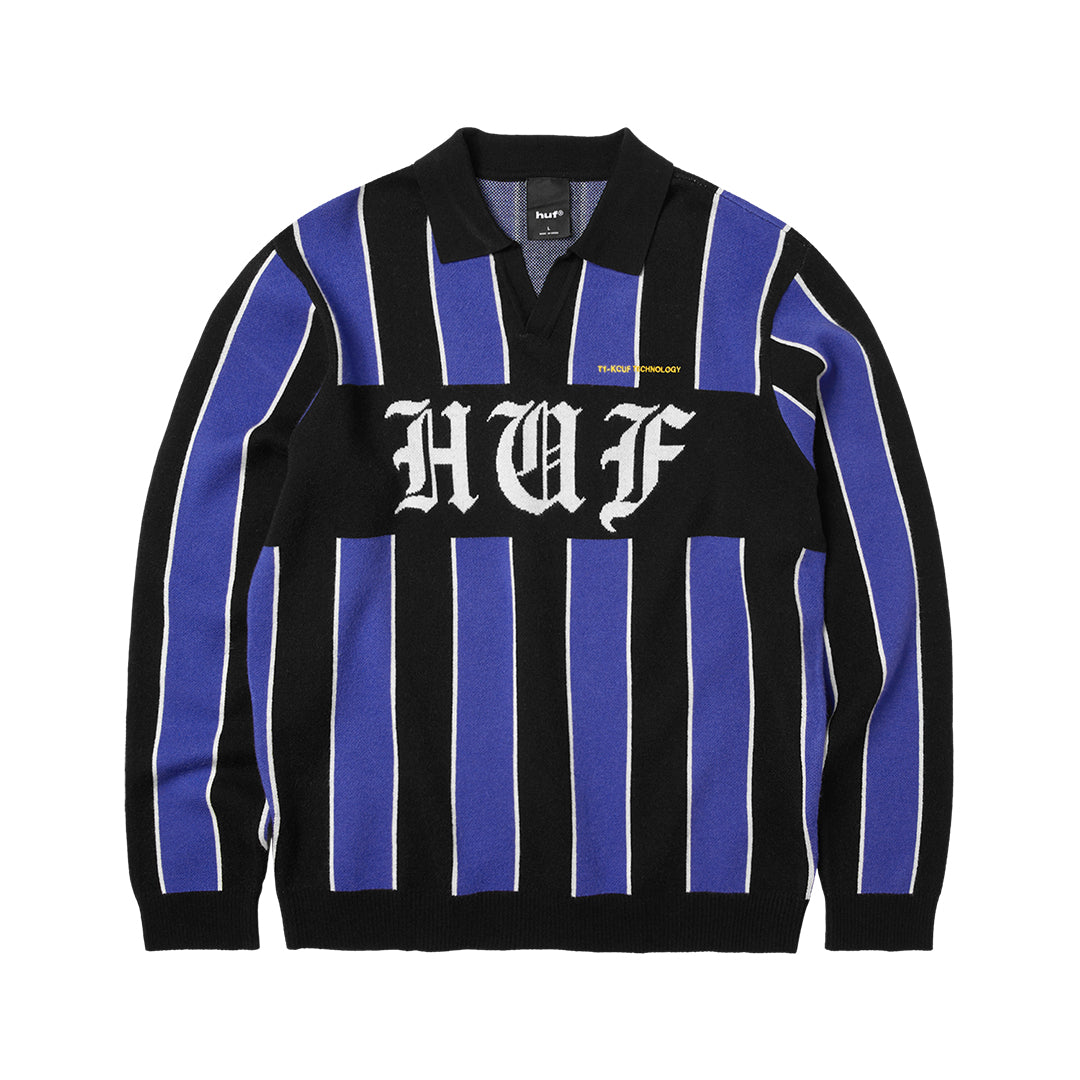 HUF WORLDWIDE(ハフ ワールドワイド)| MIDFIELD JERSEY SWEATER / ELECTRIC BLUE | スノーボード・スケートボードのTACTICS JAPAN