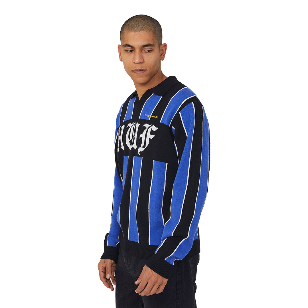 HUF WORLDWIDE(ハフ ワールドワイド)| MIDFIELD JERSEY SWEATER / ELECTRIC BLUE | スノーボード・スケートボードのTACTICS JAPAN