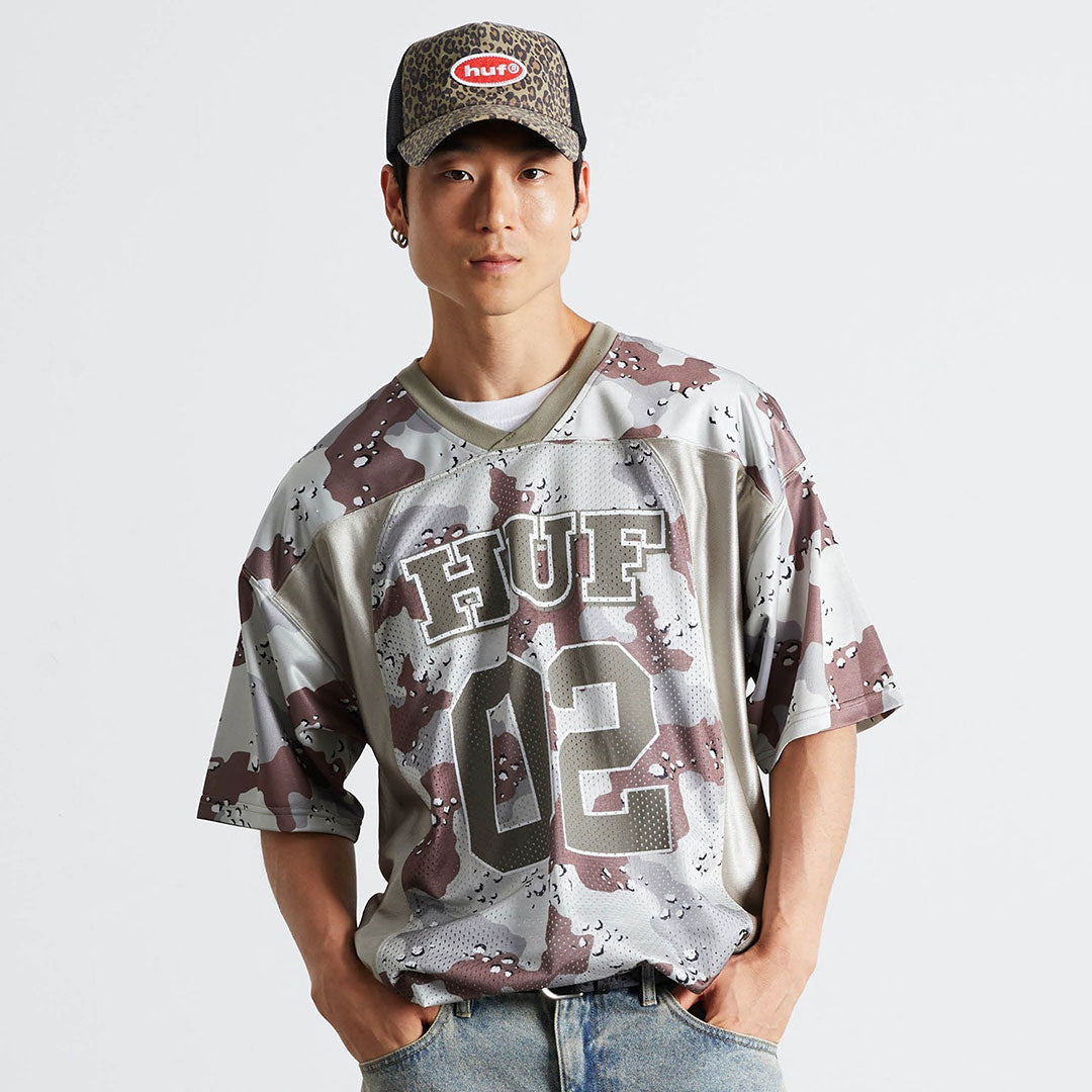 HUF(ハフ)| CAMO FOOTBALL JERSEY / BROWN | スノーボード・スケートボードのTACTICS JAPAN