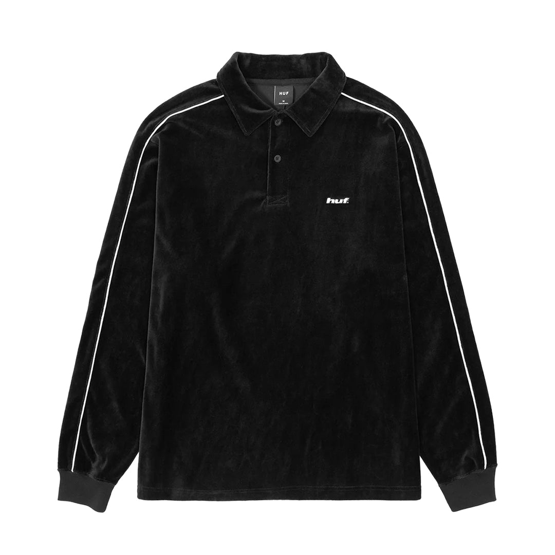 HUF WORLDWIDE(ハフ ワールドワイド)| H DOT VELOUR POLO / BLACK | スノーボード・スケートボードのTACTICS JAPAN